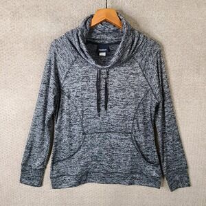 Reebok Sweatshirt Womens Large‎ Gray Cowl Neck Pullover Athletic Top Pockets